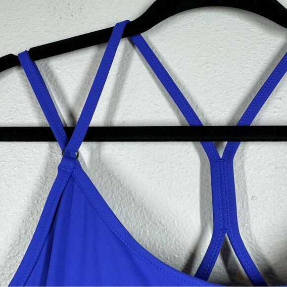 Athleta Cross Back Tank Blousy Swim Suit Top Tankini Caspian Blue 38D To 38DD - Picture 2 of 9